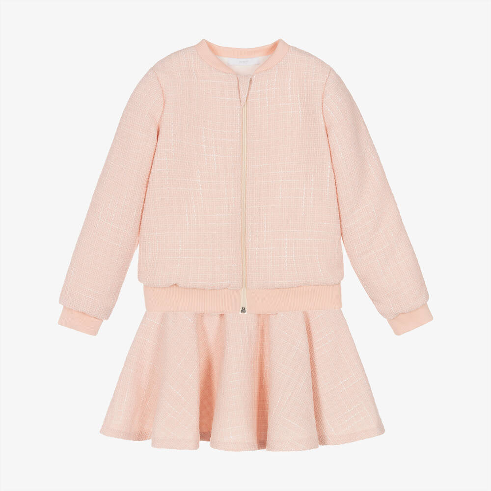 JAMIKS Georgette Pink Skirt Jacket Set