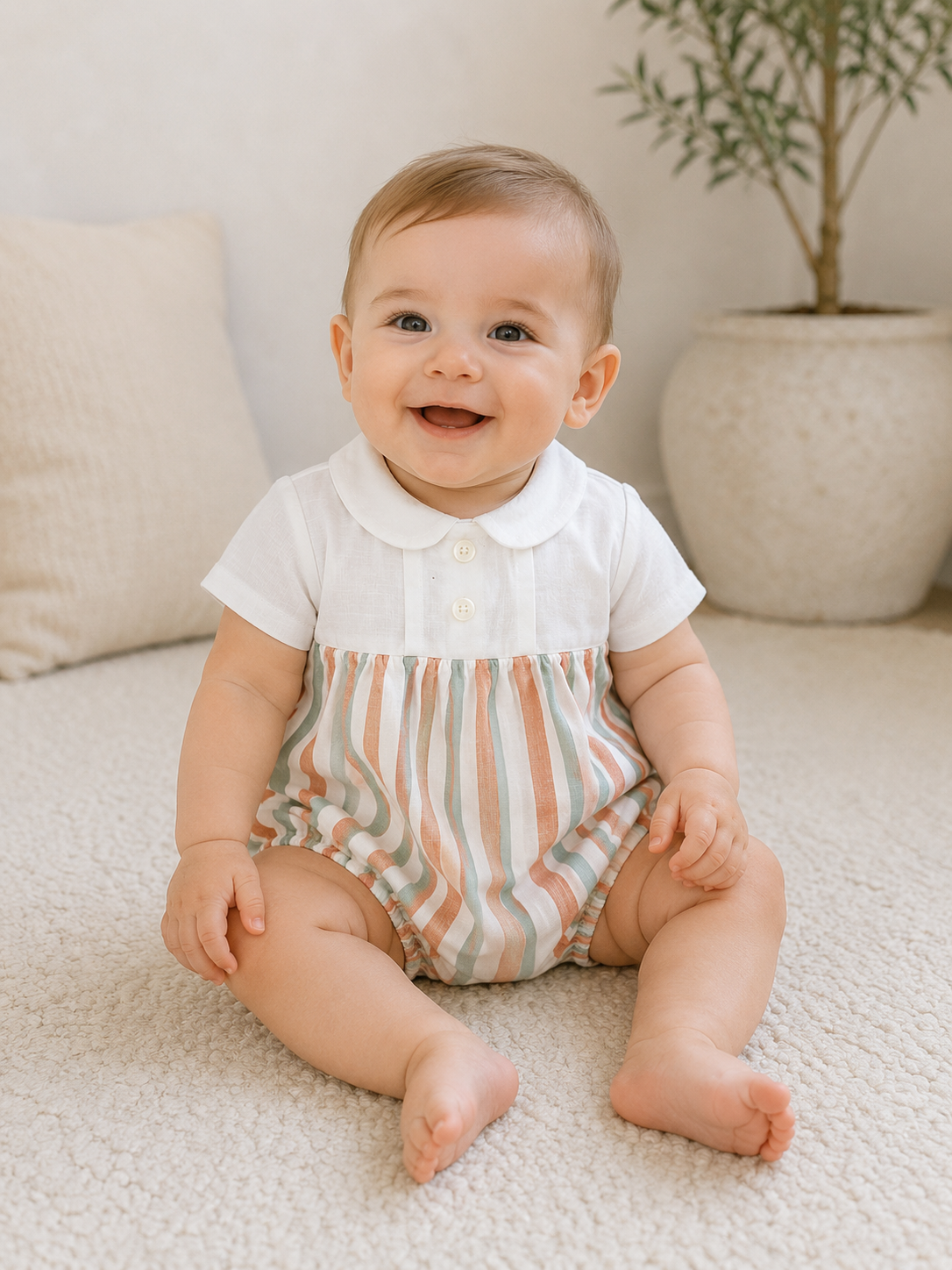 N*a様 Liilu Romper Smocked Striped 24m Rapife Striped Romper - 5708 | Little Angels Children Boutique