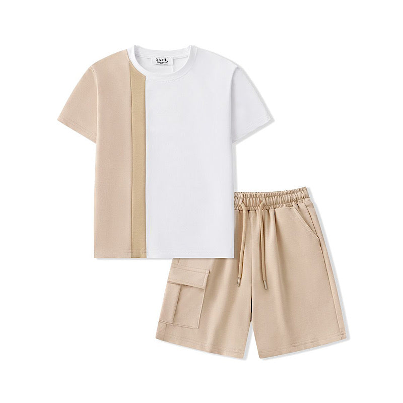 Beige Three Tone Short Set