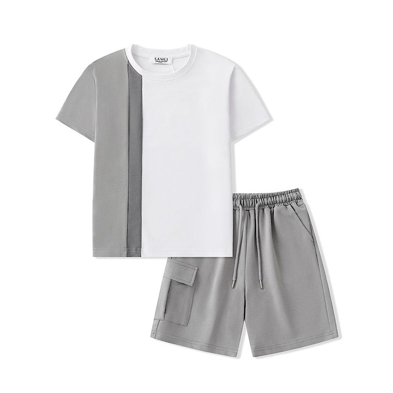Grey Three Tone Short Set