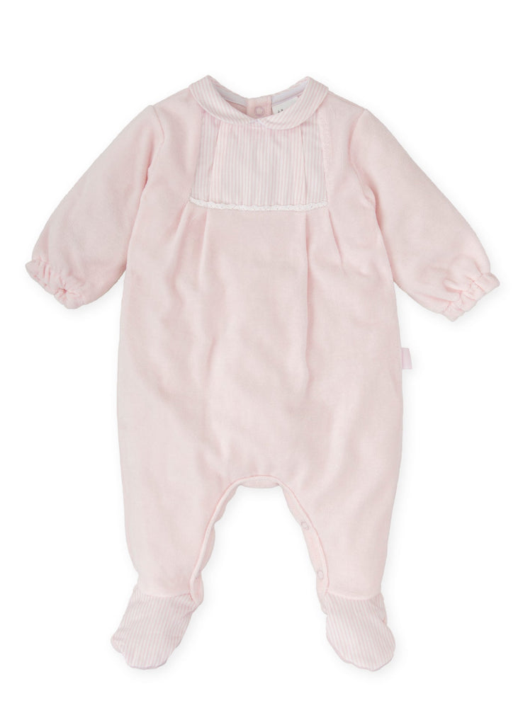 Tutto Pink Velour Babygrow with Stripe Detail Box Set 2417