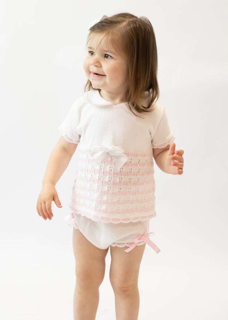 PRETTY ORIGINALS White/Pink Jam Pants Set 3182