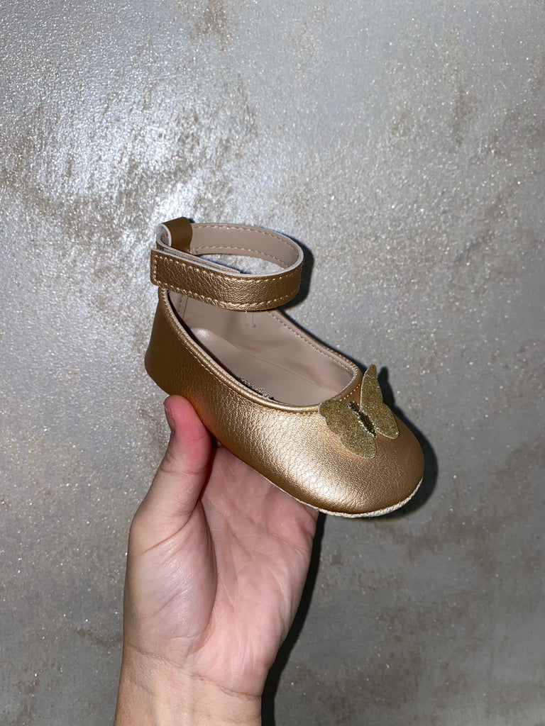 Butterfly Soft Sole Shoes - Gold