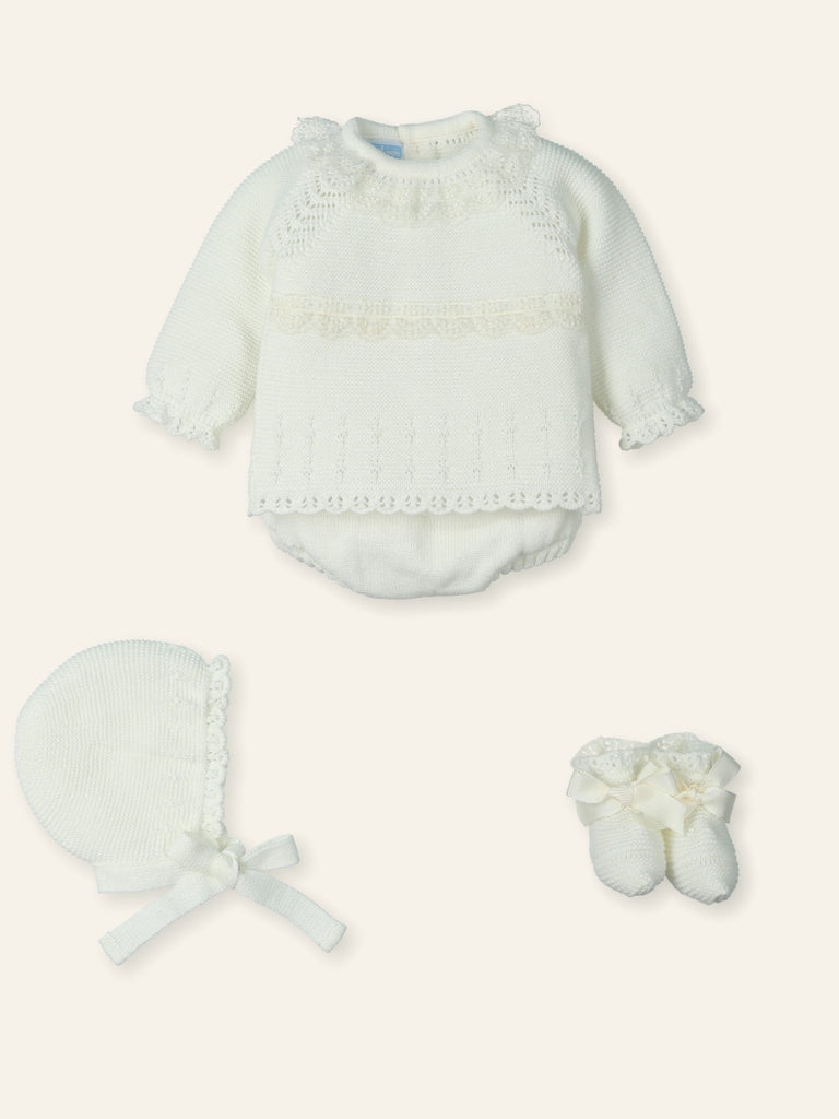 Mac Ilusión Ivory Jam Pants, Hat & Booties Set 9842