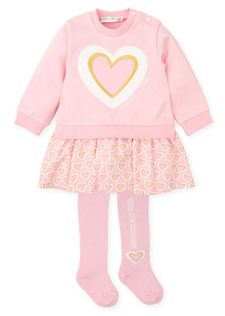 AGATHA Pastels Heart Dress & Tights Set 9323