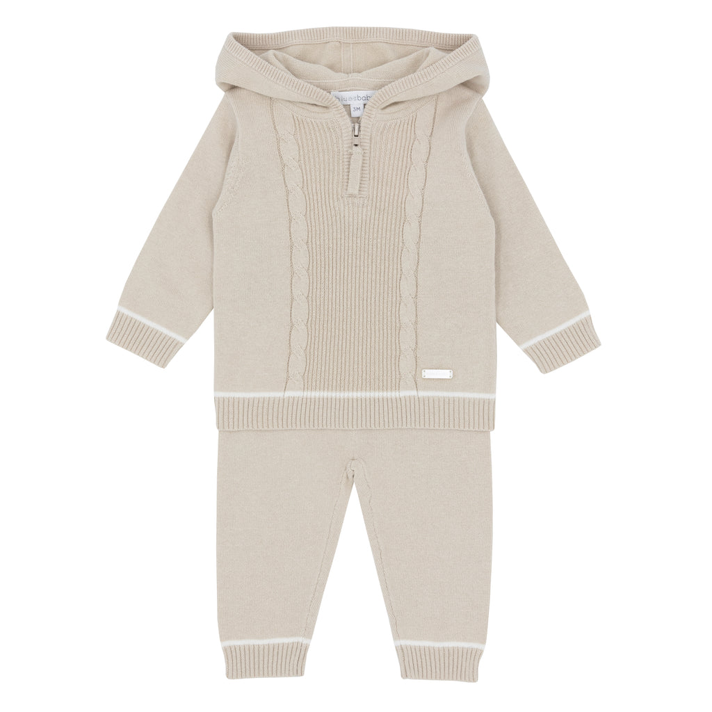 Blues Baby Beige Knitted Hooded Jog Set 2113 (PRE ORDER)