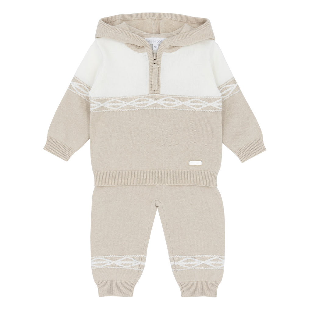 Blues Baby Beige Knitted Hooded Jog Set 2134 (PRE ORDER)