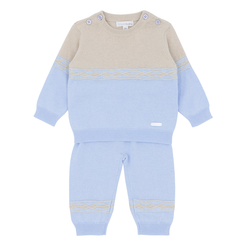 Blues Baby Blue/Beige Knitted Trouser Set 2135 (PRE ORDER)