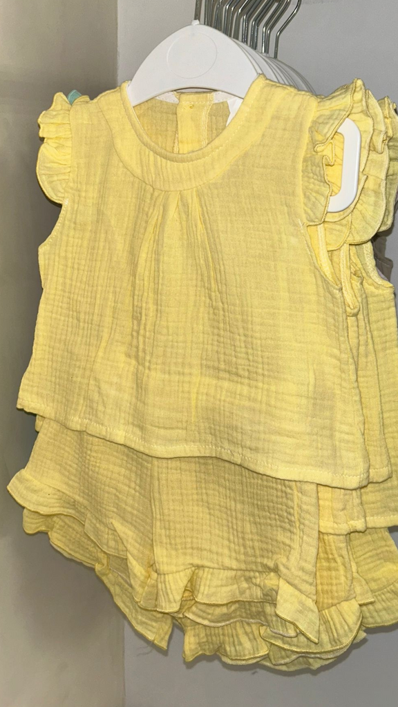 LS Yellow Frill Short Set 3114