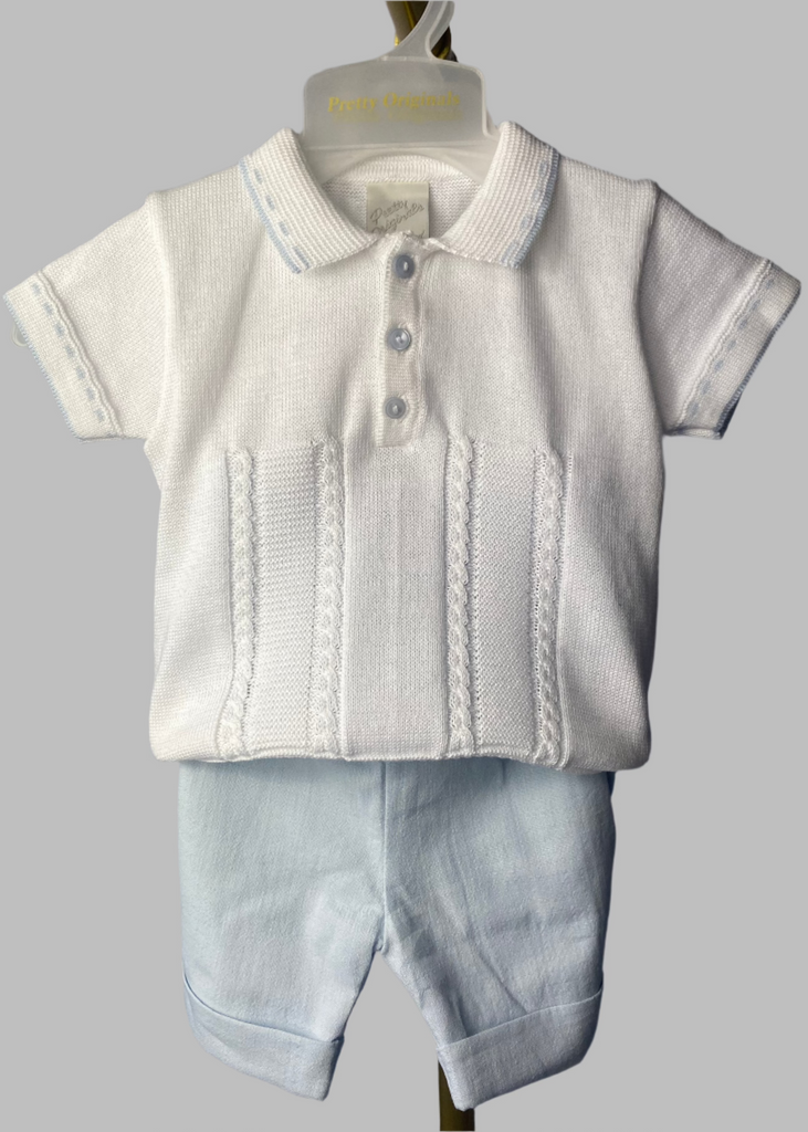 PRETTY ORIGINALS White & Blue Short Set 1186