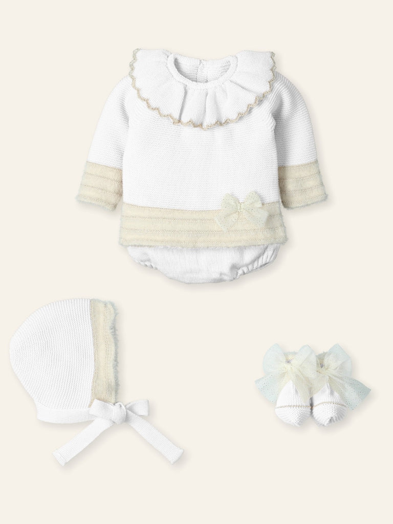 Mac Ilusión White Jam Pants, Hat & Booties Set 9833 (PRE-ORDER)