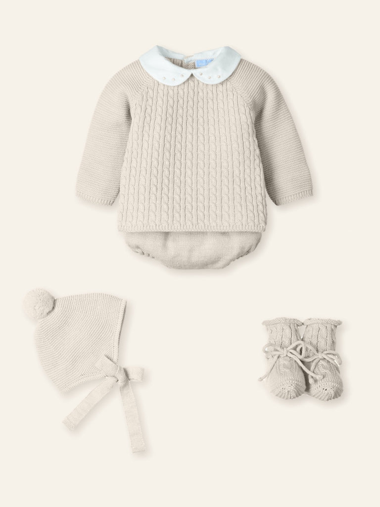 Mac Ilusión Beige Jam Pants, Hat & Booties Set 9830 (PRE-ORDER)