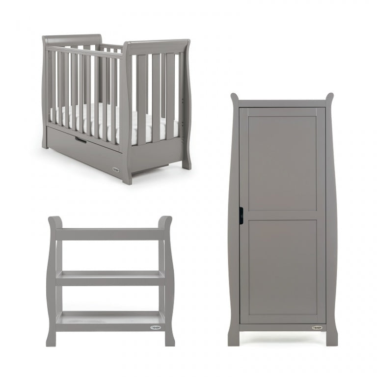 O'Baby Stamford Space Saver Cot 3 Piece Set - Taupe Grey